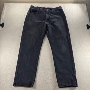 Wrangler Jeans Men 38x32 Black Relaxed Fit Straight Leg Cotton Denim Rugged